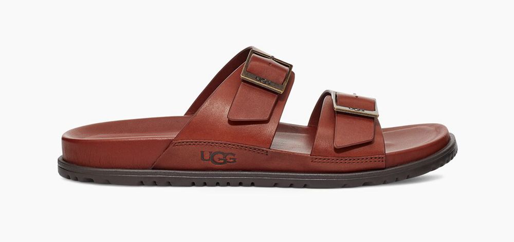 Ugg Slide Mens - Ugg Wainscott Buckle Chocolate - 498CVWURS